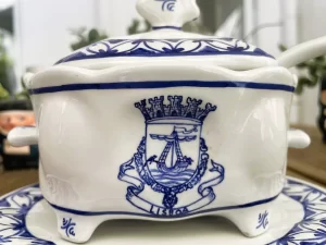 Portuguese blue willow tureen