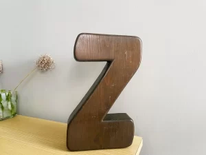 solid wood signage letter z front view