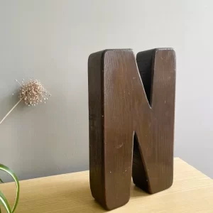 solid wood signage letter N